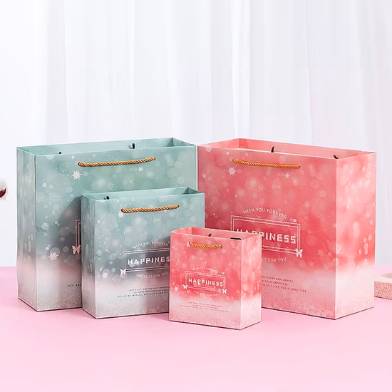 Printed FSC White Art Coated Paper Packaging Luxury Shopping Gift Bag