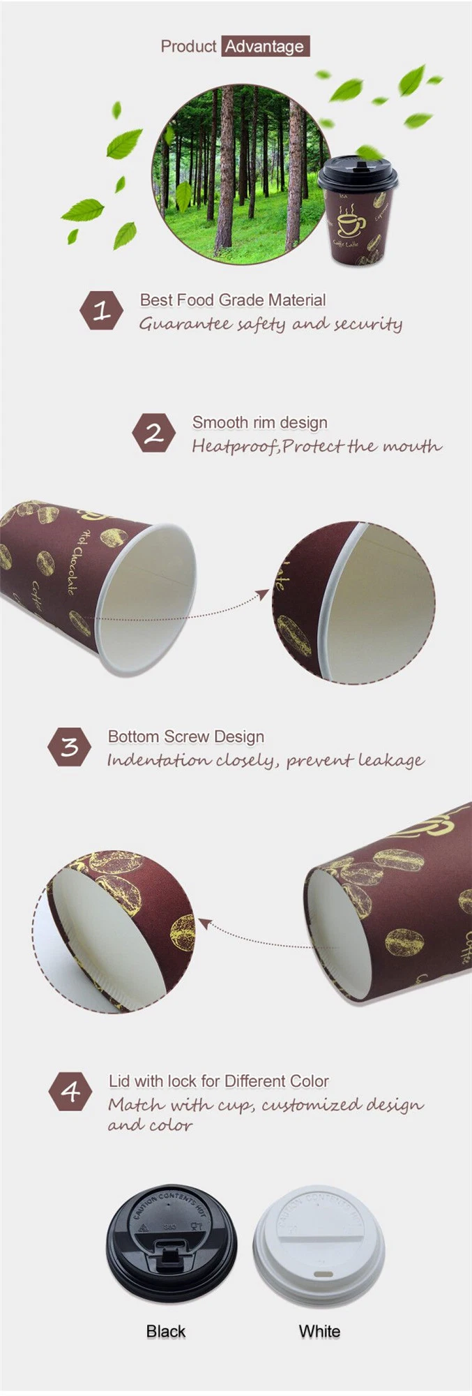 High Quality Thick Cup Wall Coffee Paper Tea Cups Custom Logo Big Paper Cup