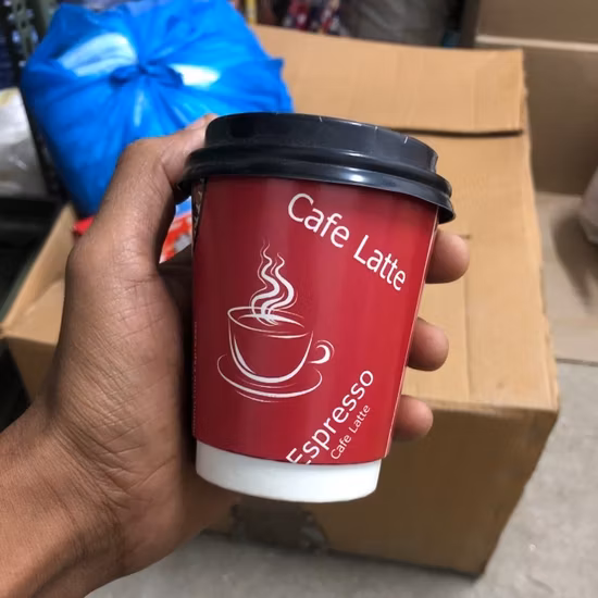 뜨거운 음료를 위한 처분할 수 있는 두 배 벽 Kraft 종이컵 생물 분해성 두꺼운 컵